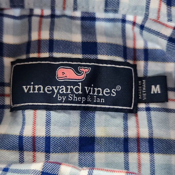 Vineyard Vines "Classic Fit Plaid Twill Long Sleeve Shirt" Blue | Men's Size M - Picture 6 of 9
